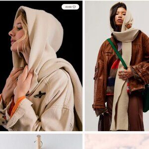 Free People NWT All for You Hooded Scarf mushroom